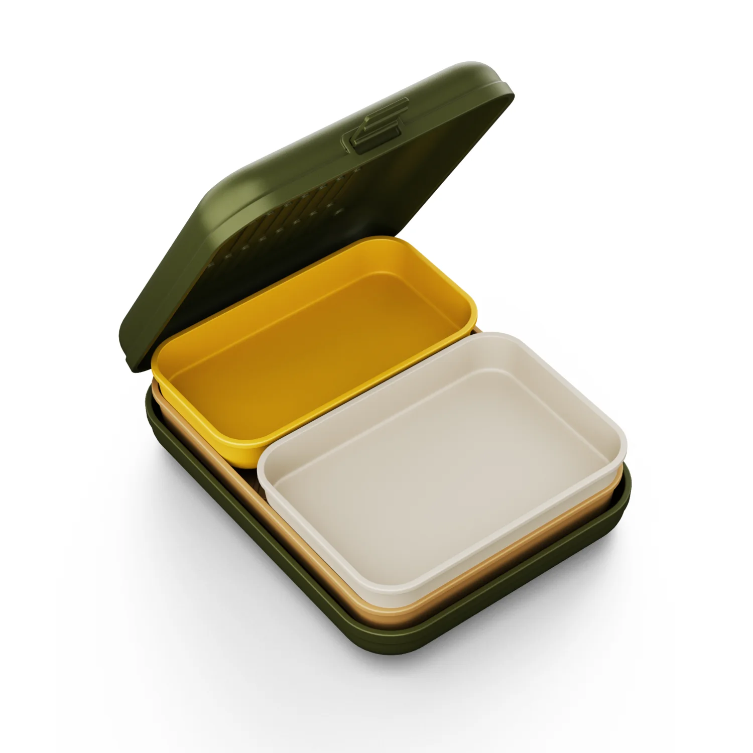 The Cutlet Station trays nested together for compact storage